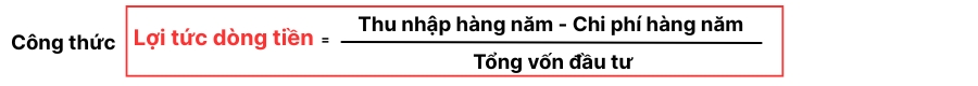 Công thức tính lợi tức dòng tiền 