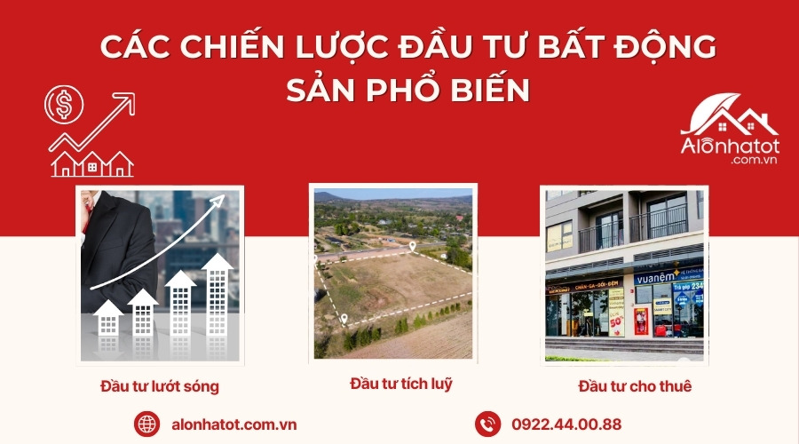 Các chiến lược đầu tư bất động sản phổ biến như lướt sóng, cho thuê và tích lũy