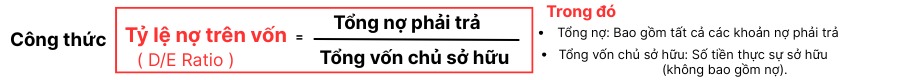 Công thức tính tỷ lệ nợ trên vốn chủ sở hữu