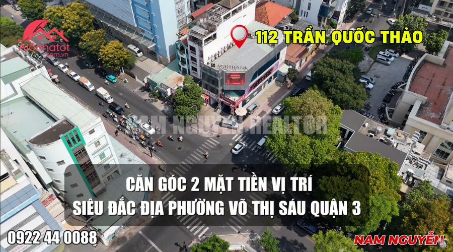 Mặt tiền căn nhà tại 112 Trần Quốc Thảo, Phường Võ Thị Sáu, Quận 3 – vị trí góc 2 mặt tiền đắc địa.