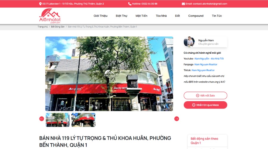 Mua nhà mặt tiền 119 Lý Tự Trọng,Thủ Khoa Huân nhà mặt tiền Quận 1