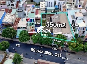 Bán Nhà Mặt Tiền 58 Hoà Bình Quận 11 DT 550m² Giá 160 Tỷ 