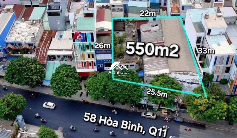Bán Nhà Mặt Tiền 58 Hoà Bình Quận 11 DT 550m² Giá 160 Tỷ 