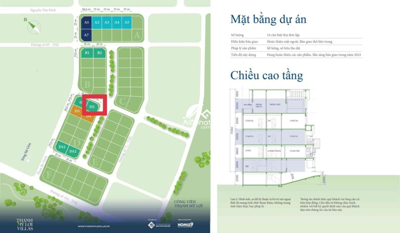 Bán nhà Thạnh Mỹ Lợi Villas căn góc 356m2 Hầm 4 tầng áp mái giá 65 tỷ