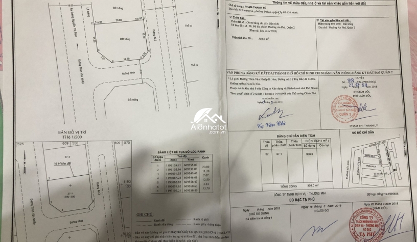 Bán đất mặt tiền Thân Văn Nhiếp An Phú, Quận 2 CN 308m2
