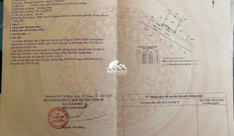 Bán đất nền biệt thự Thảo Điền Quận 2 dt 333m2 khu VIP