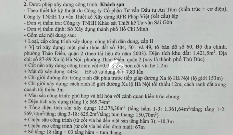 87-89 Xa Lộ Hà Nội Thảo Điền Q2 Chuyển Nhượng Dự Án Xây 18T