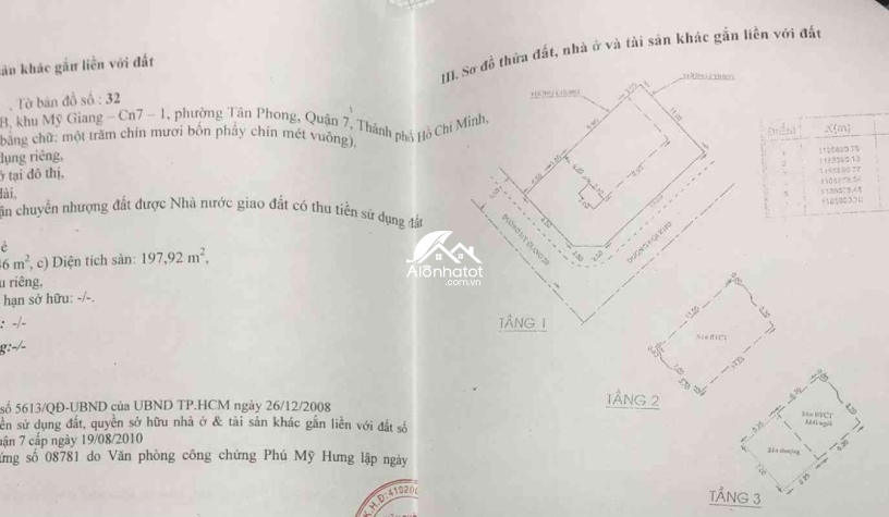 Bán biệt thự Mỹ Giang Phú Mỹ Hưng Quận 7 Trệt 2 lầu DT 198m2 giá tốt